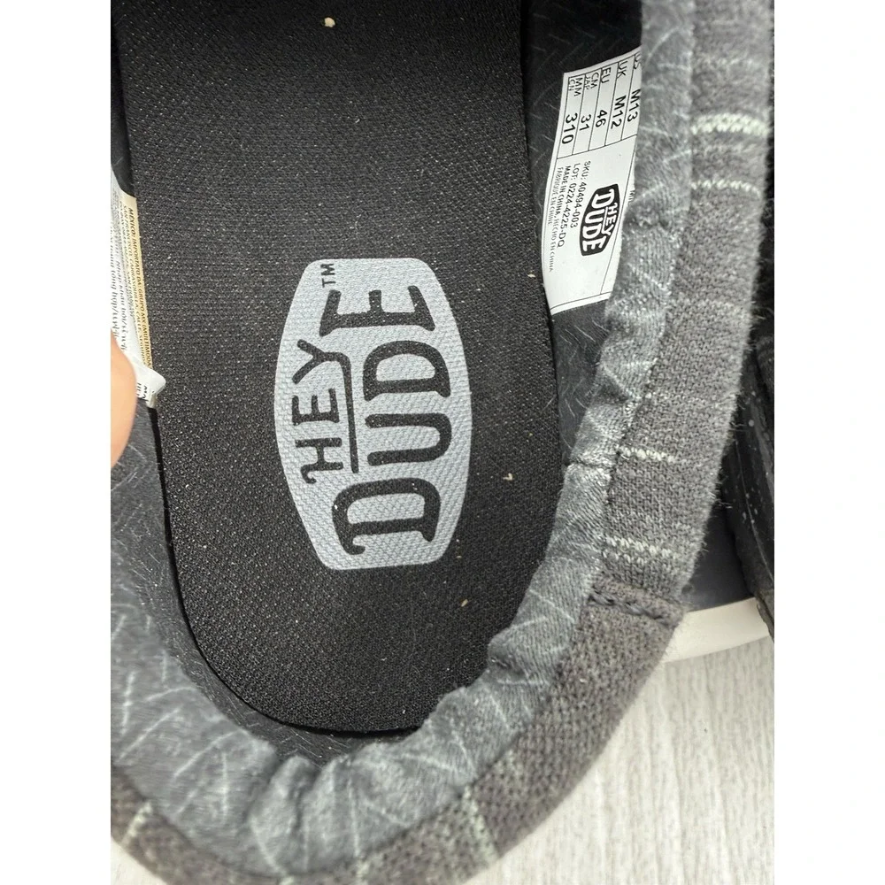 Hey Dude Wally Stretch Fleece Mens Size 13 Midnight Black Casual Slip On Shoes